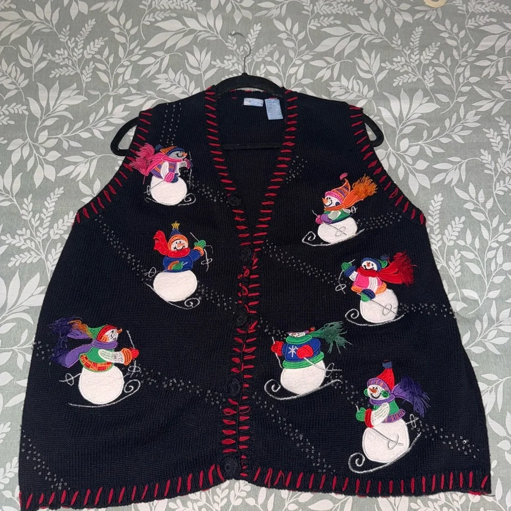 Holiday Editions Black Snowman Vest - Picture 2 of 14